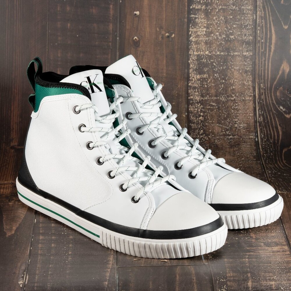 Calvin Klein Men's Casual Shoes Fiza High-Top Sneakers White Green Size 10 M